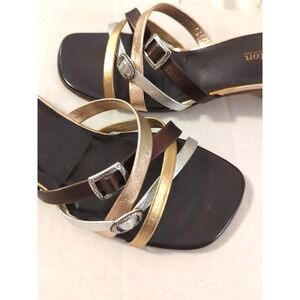 Brighton Women Leather Sandals Strappy Heels 8.5 ANGIE Tri Color Made in Italy